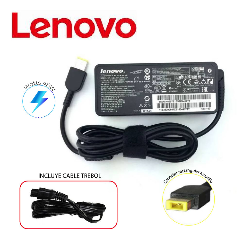 Cargador Genérico Lenovo Tipo USB 20v 2.25A 45W
