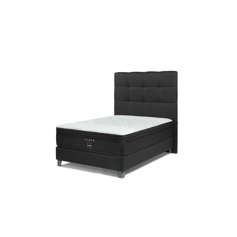 Dormitorio Americano Tempo 1.5 Plazas + Respaldo Issey + 2 Almohadas Grafito