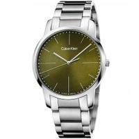 Reloj Calvin Klein City K2G2G14L Suizo Feha Acero Inoxidable Plateado Verde