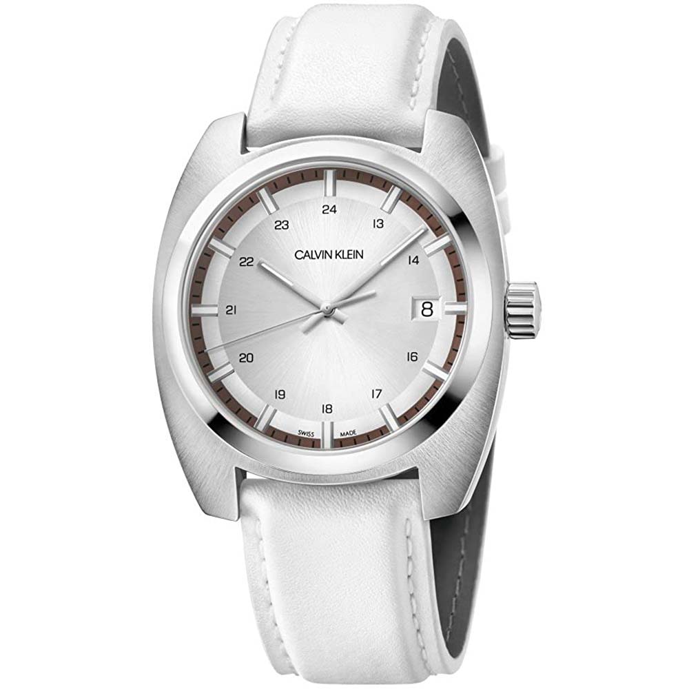 Reloj Calvin Klein Achieve K8W311L6 Suizo Fecha Correa de Cuero Blanco