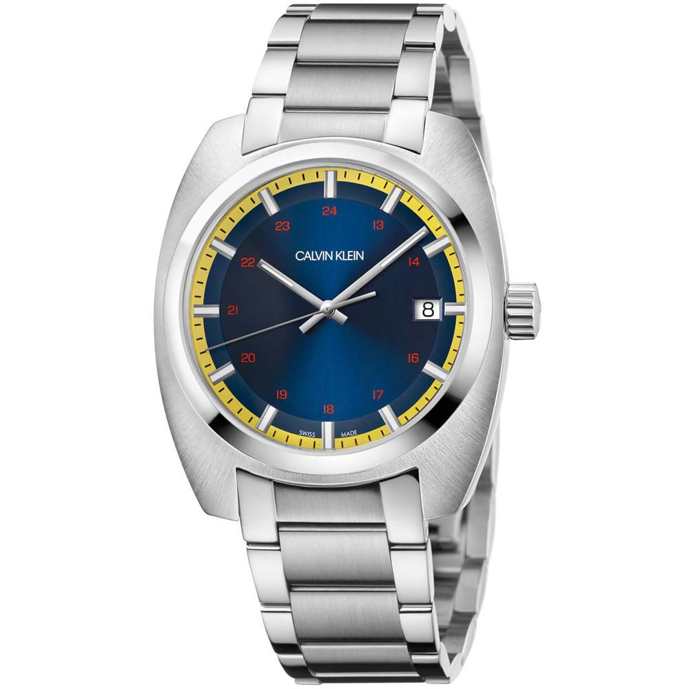 Reloj Calvin Klein Achieve K8W3114N Suizo Fecha Acero Inoxidable Plateado Azul