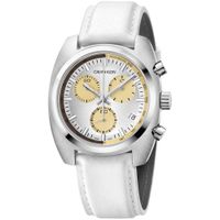 Reloj Calvin Klein Achieve Chrono K8W371L6 Suizo Fecha Correa de Cuero Blanco