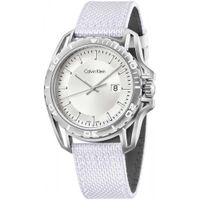 Reloj Calvin Klein Earth K5Y31VK6 Suizo Fecha Correa De Nailon Blanco