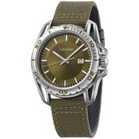 Reloj Calvin Klein Earth K5Y31XWL Suizo Fecha Acero Inoxidable Correa De Nailon Verde