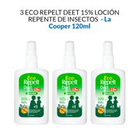 3 Eco Repelt Deet 15% Loción 120ml - La Cooper