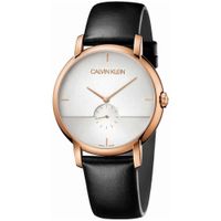 Reloj Calvin Klein Established K9H2X6C6 Suizo Correa Cuero Negro Oro Rosado