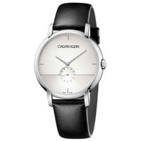 Reloj Calvin Klein Established K9H2X1C6 Suizo Correa de Cuero Negro Plateado