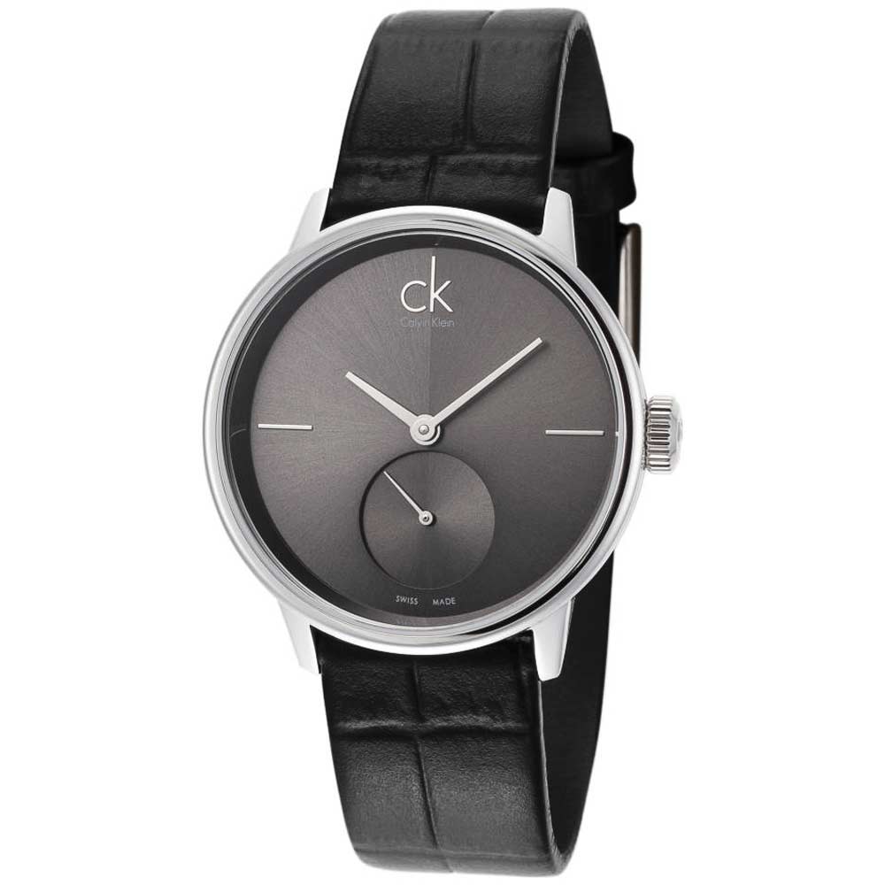 Reloj Calvin Klein Accent K2Y211C3 Suizo Correa de Cuero Negro Dial Gris
