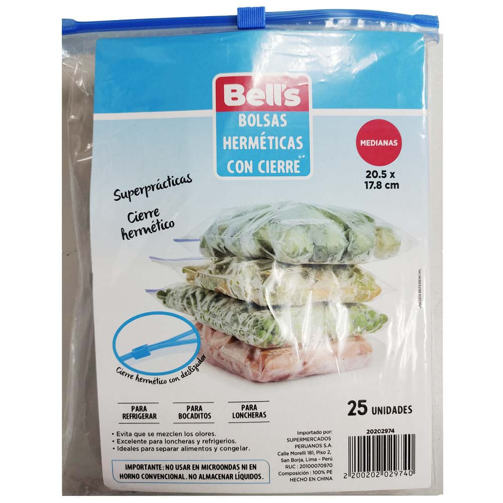 Bolsas Herméticas con Cierre BELL'S M Paquete 25un