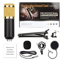 Kit Micrófono BM 800 Dorado con accesorios para estudio de grabación