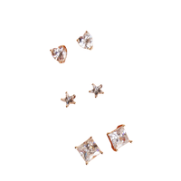 Arete trío ZEFORA corazón estrella brillante mujer moda