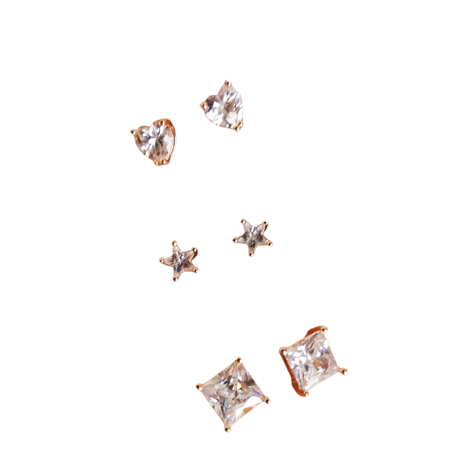 Arete trío ZEFORA corazón estrella brillante mujer moda