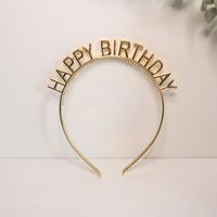 Vincha cumpleaños happy birthday dorada