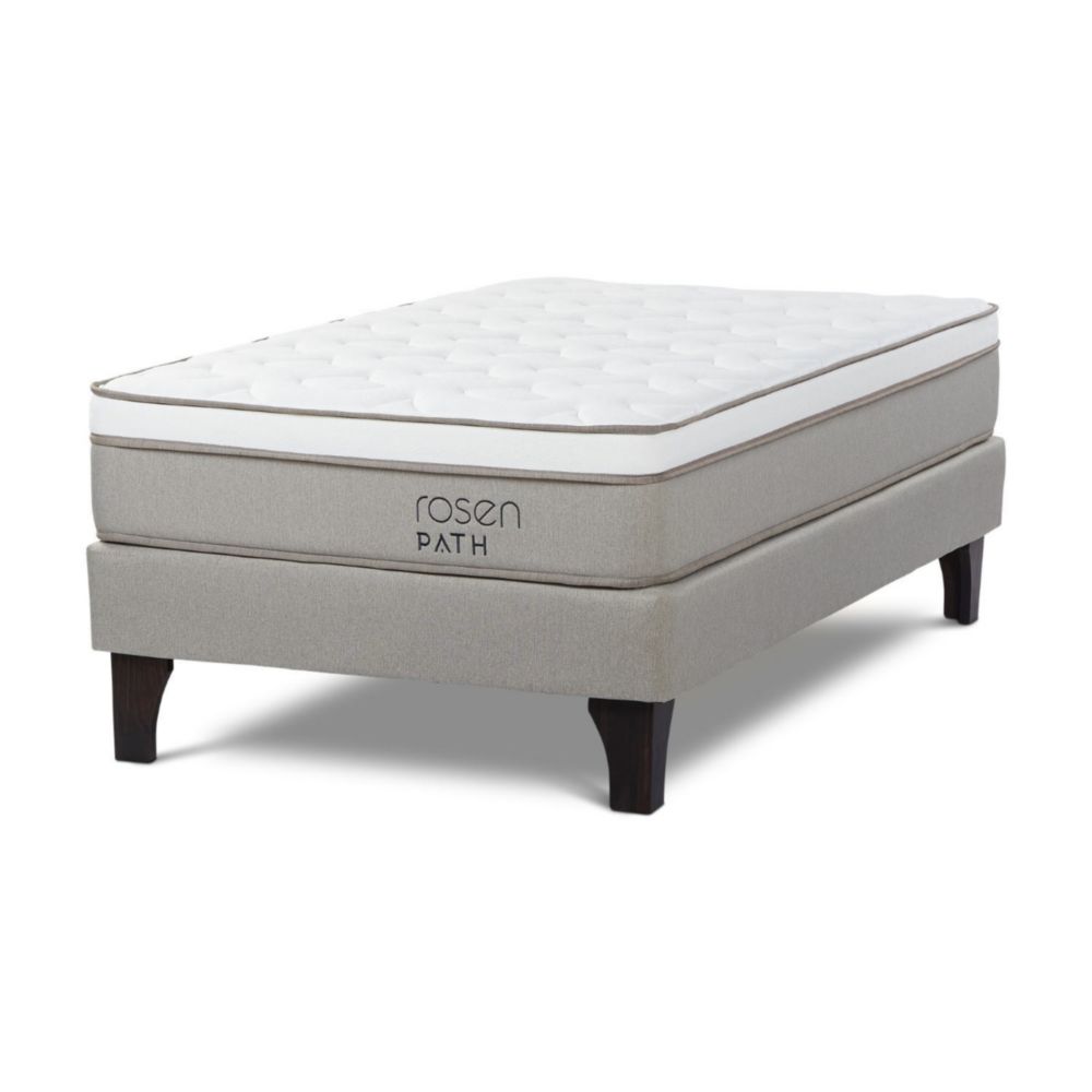 Cama Europea Path 1.5 Plazas Niebla + 1 Almohada