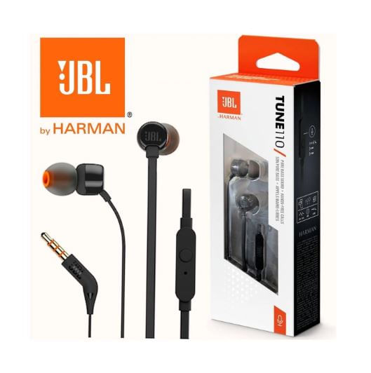Audifono JBL Tune 110 Microfono Conector 3.5mm negro - MEGA IMPORT