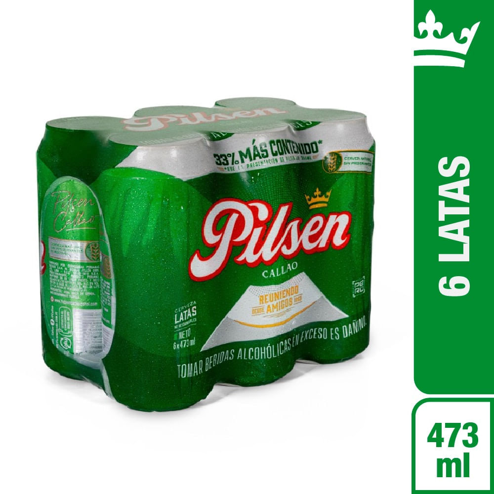 Cerveza PILSEN Lata 473ml Paquete 6un