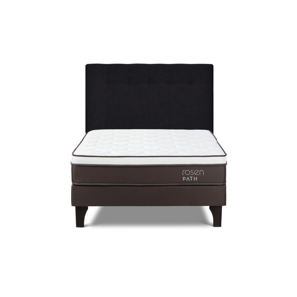 Cama Europea Path Café 2 Plazas R.N Bennet Grafito + 2 Almohadas