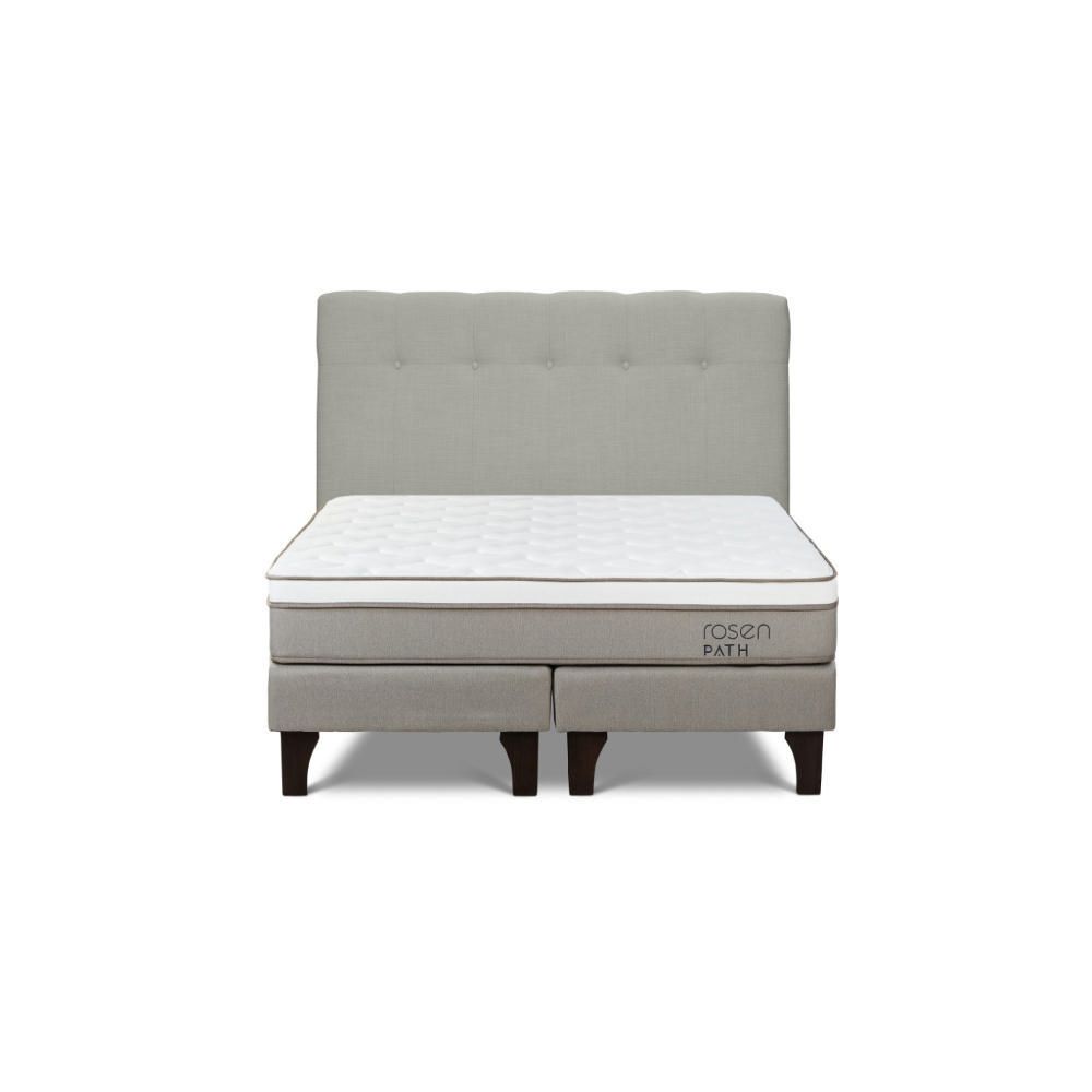 Cama Europea Path Niebla Queen R.N Bennet Natural + 2 Almohadas