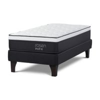 Cama Europea Path 1 Plaza Grafito + 1 Almohada