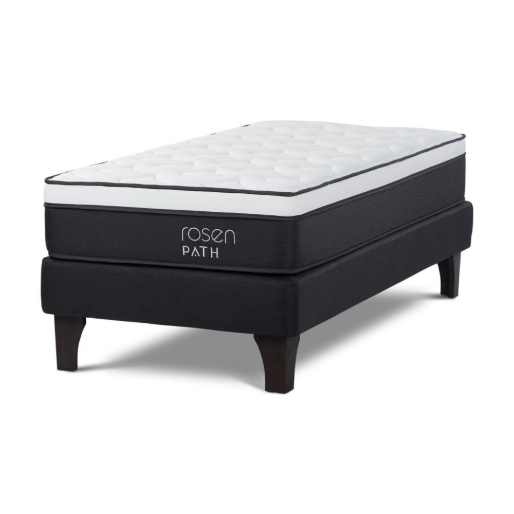 Cama Europea Path 1 Plaza Grafito + 1 Almohada