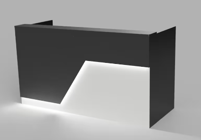 Counter de Recepción Moderno de Melamina Negro Blanco
