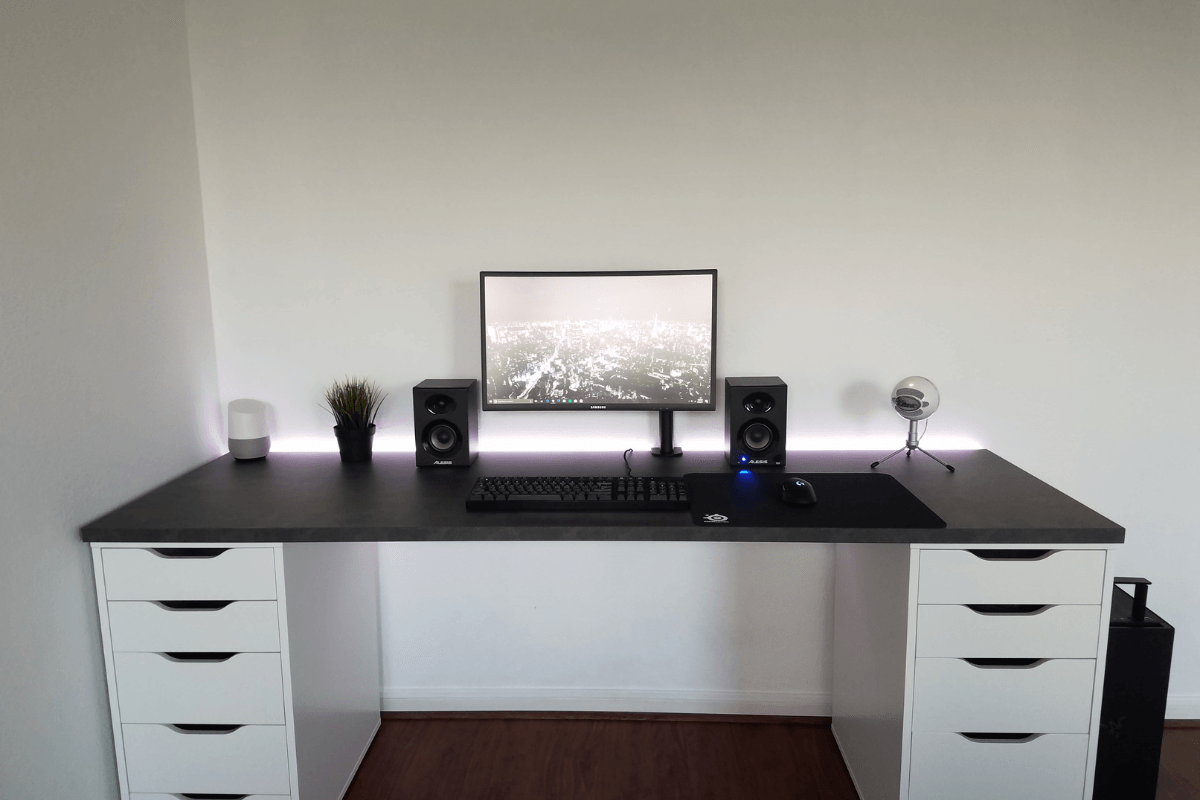 Escritorio Gamer de Melamina Negro 180cm