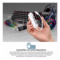 Hub Adaptador Tipo C 3 puertos USB 3.0 + Ethernet