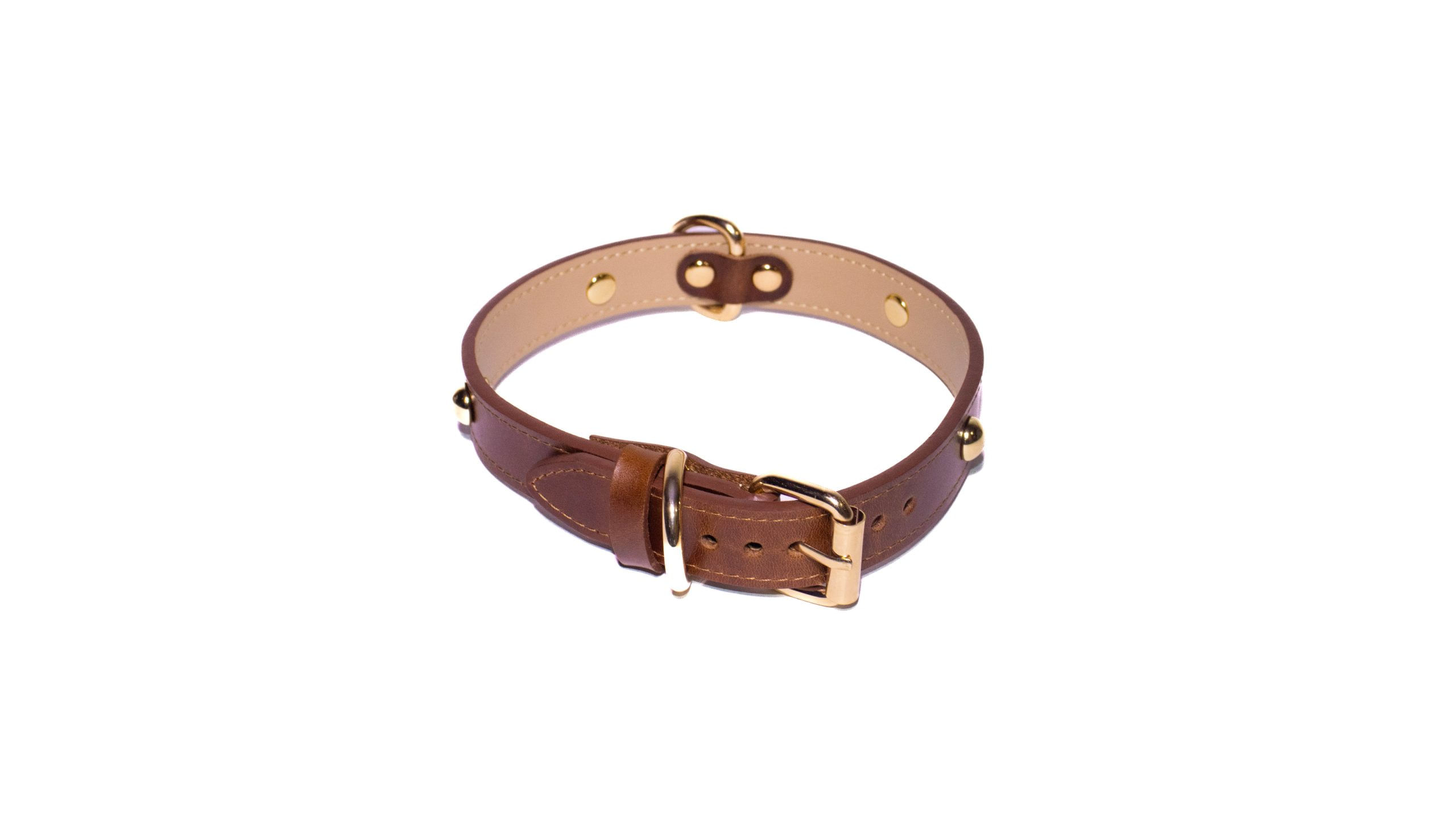Collar de cuero para mascota PERRY JHAN Talla L Color Marrón