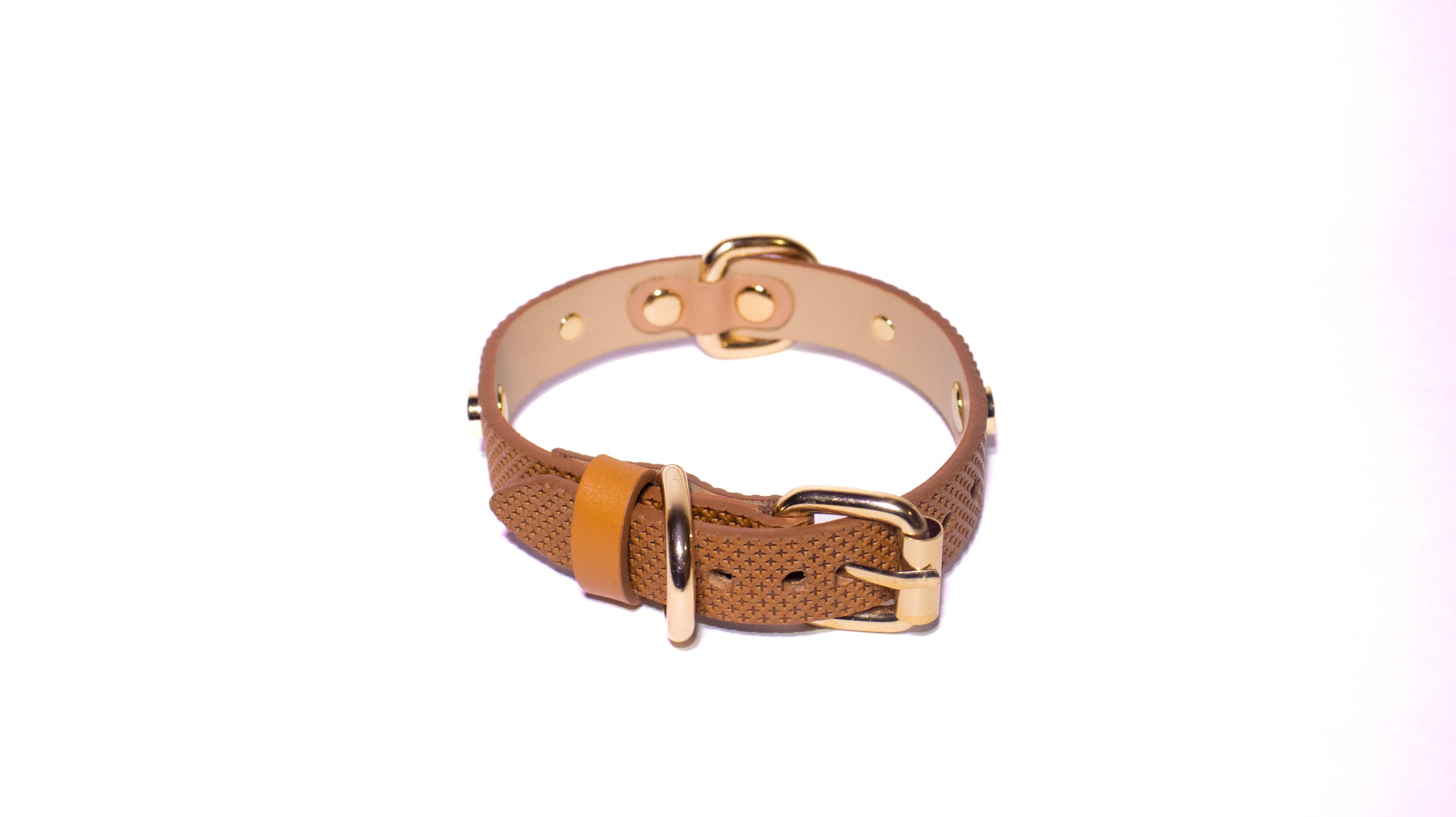 Collar de cuero para mascota PERRY JHAN Talla S Color Marrón patrón