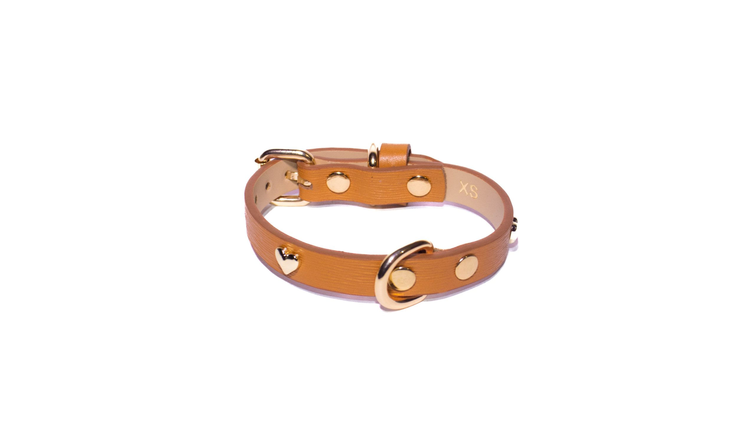 Collar de cuero para mascota PERRY JHAN Talla XS Color Cammel