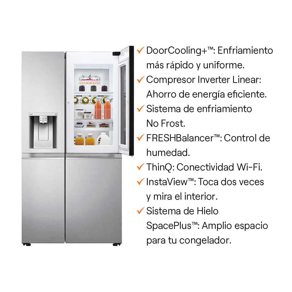 Refrigeradora LG Side by Side LS66SXN 617L Plateada