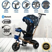 Triciclo Guiador con Bluetooth para Niños «ROY» Blue