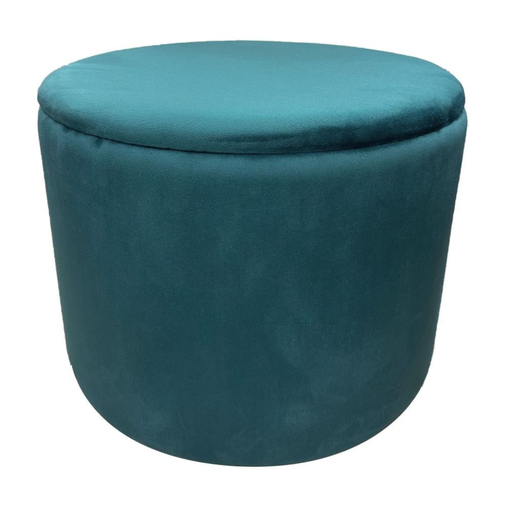 Puff Decorativo Redondo con mesa Tela/MDF Azul Orange