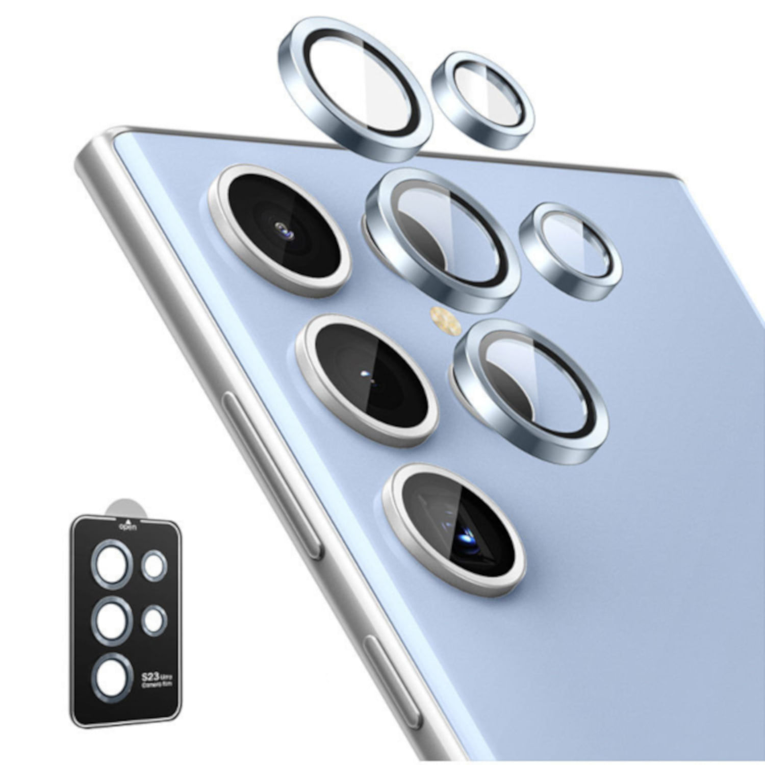 PROTECTOR METALICO PARA CAMARA COMPATIBLE CON SAMSUNG GALAXY S23 ULTRA BLUE