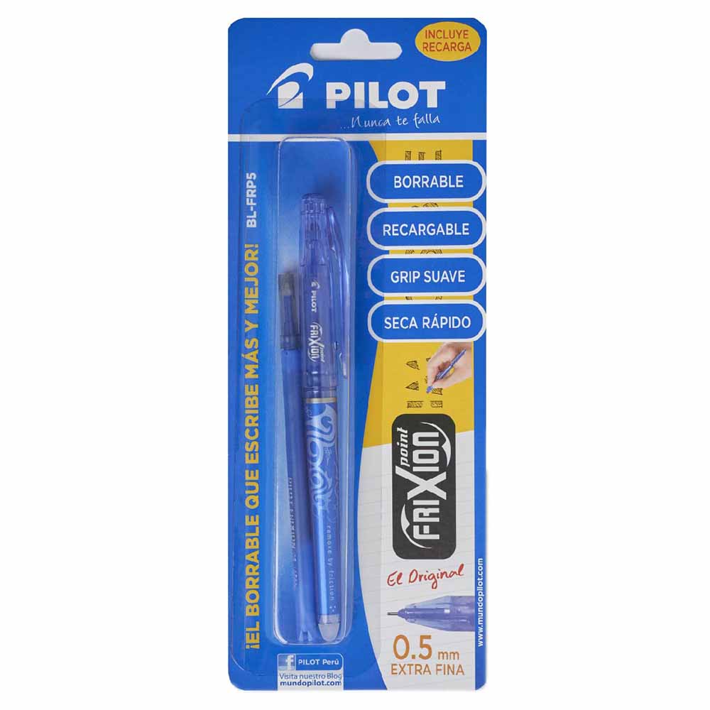 Bolígrafo PILOT Frixion BLFRP5 Azul + Repuesto Blíster 1un