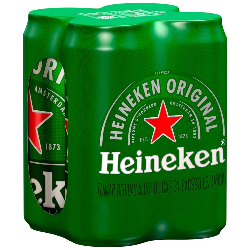 Cerveza HEINEKEN Lata 473ml Paquete 4un