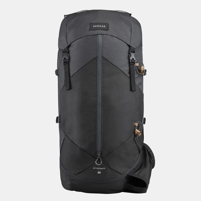 MOCHILA TREKKING EASYFIT CON FUNDA IMPERMEABLE 50 LITROS NEGRO
