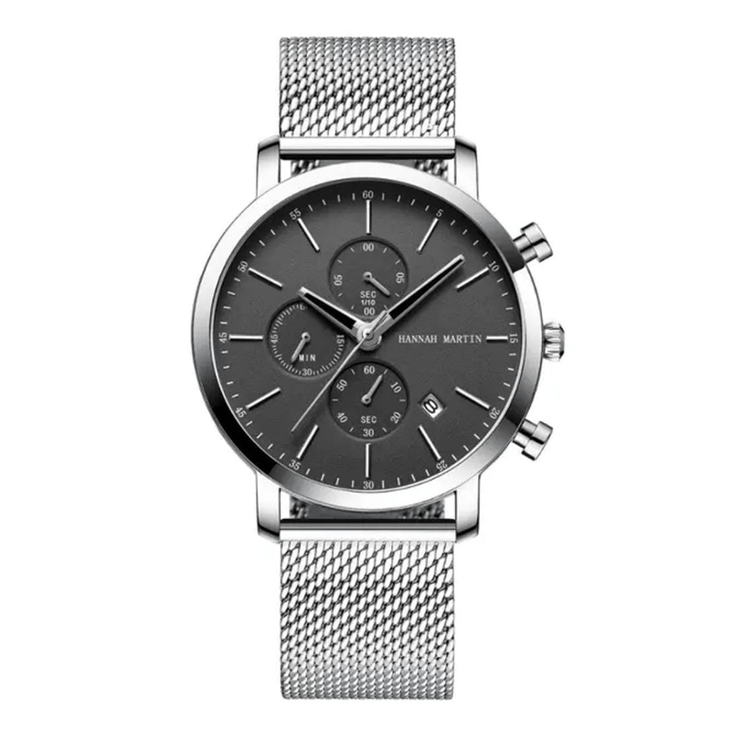 Reloj Hannah Martin Acero Plateado con Negro HAN-23