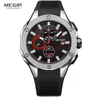 Reloj Megir Acero Plateado y Silicona Negro MEG-14