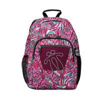 Mochila Print Hojas con 4 Bolsillos Delanteros y 2 Laterales Rosado