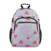 Mochila Print Corazones con 4 Bolsillos Delanteros y 2 Laterales Gris