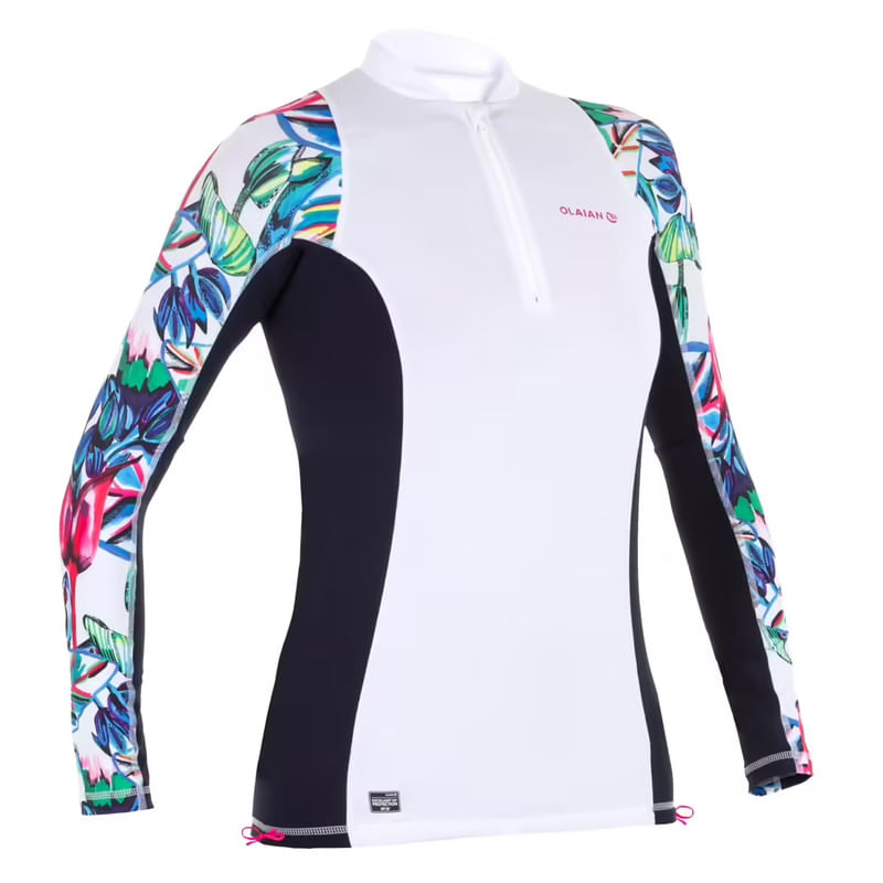TOP ANTIUV MANGA LARGA 500L OLAIAN MUJER BLANCO DISEÑO