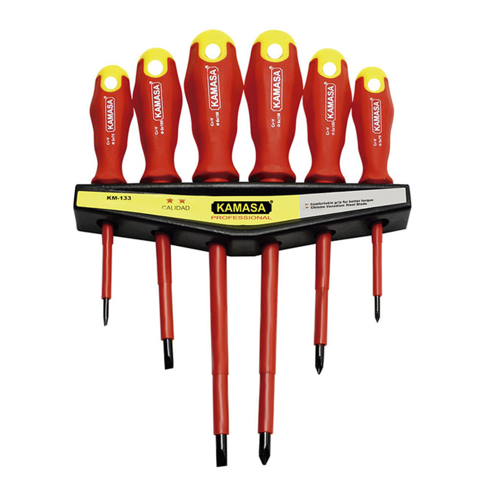 Set de Destornilladores Aislados x 6 Unidades Kamasa KM133