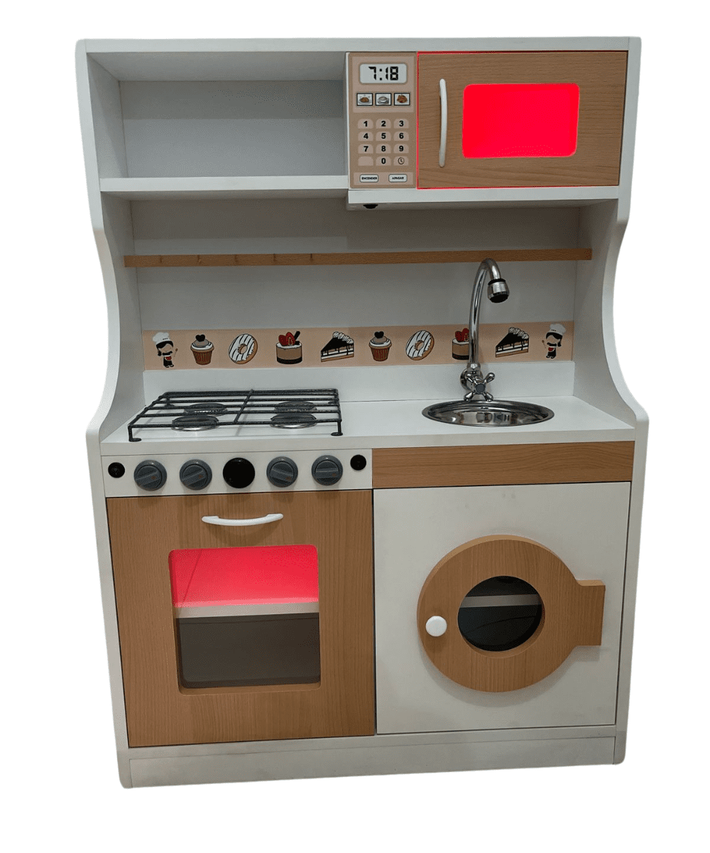 Cocina para Niñas de Melamina Blanco-Malva 80cm