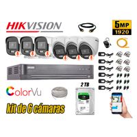 CÁMARAS SEGURIDAD HIKVISION KIT 6 5MP + DISCO 2TB COLORVU VISION COLOR