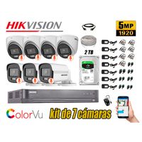 CÁMARAS SEGURIDAD HIKVISION KIT 7 5MP + DISCO 2TB COLORVU VISION COLOR