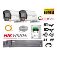 CÁMARAS SEGURIDAD EXTERIOR KIT 2 HIKVISION 5MP + DISCO 1TB COLORVU