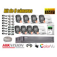 CÁMARAS SEGURIDAD EXTERIOR KIT 8 HIKVISION 5MP + DISCO 2TB COLORVU