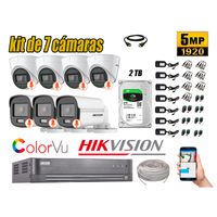 CÁMARAS SEGURIDAD KIT 7 HIKVISION 5MP + DISCO 2TB 3 COLORVU VISION COLOR
