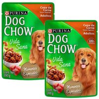 Pack Comida para Perros DOG CHOW Adultos Cena de Carne Pouch 100g Sobre 2un
